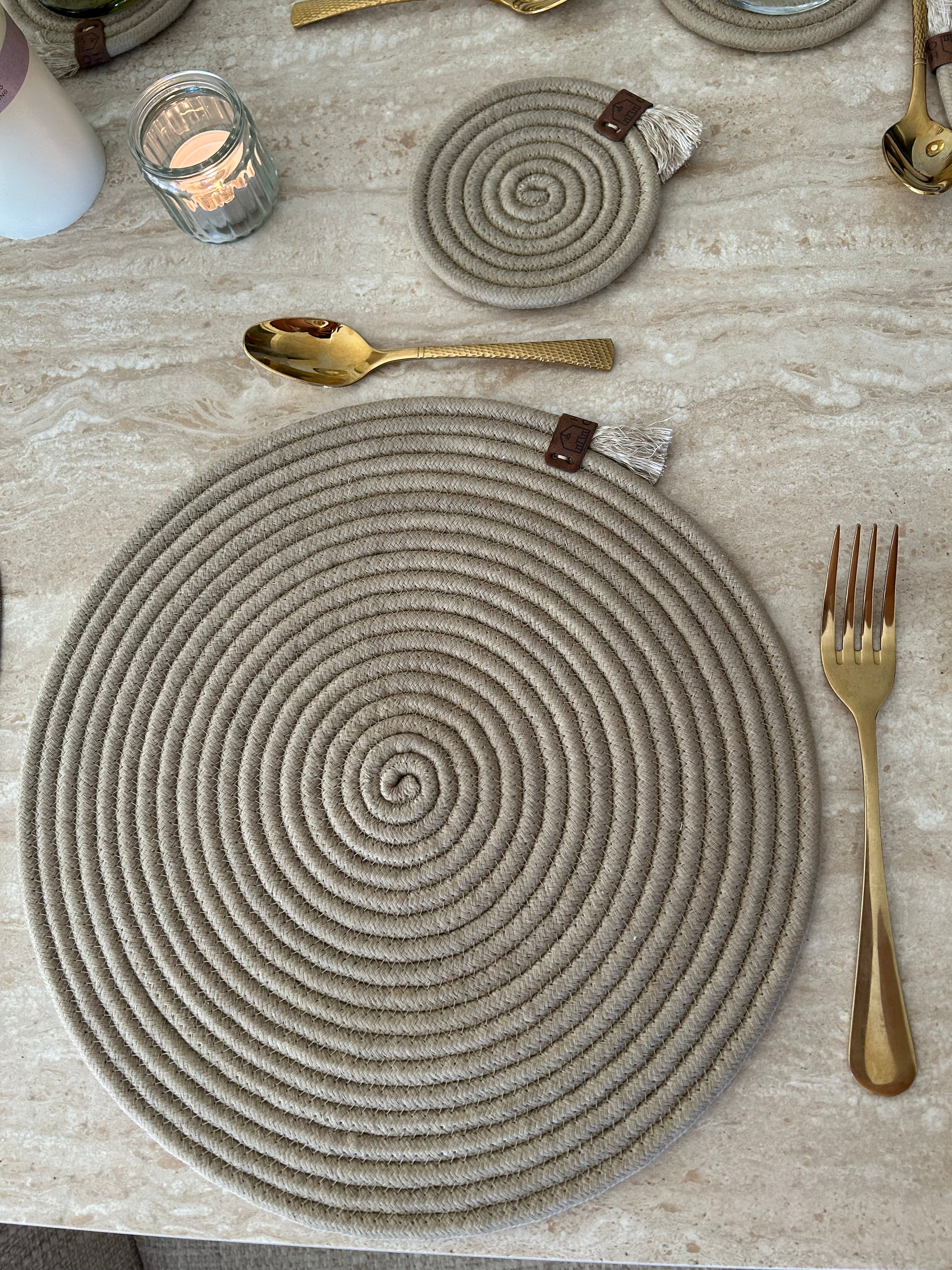 Set de mesa x4 Caqui algodón
